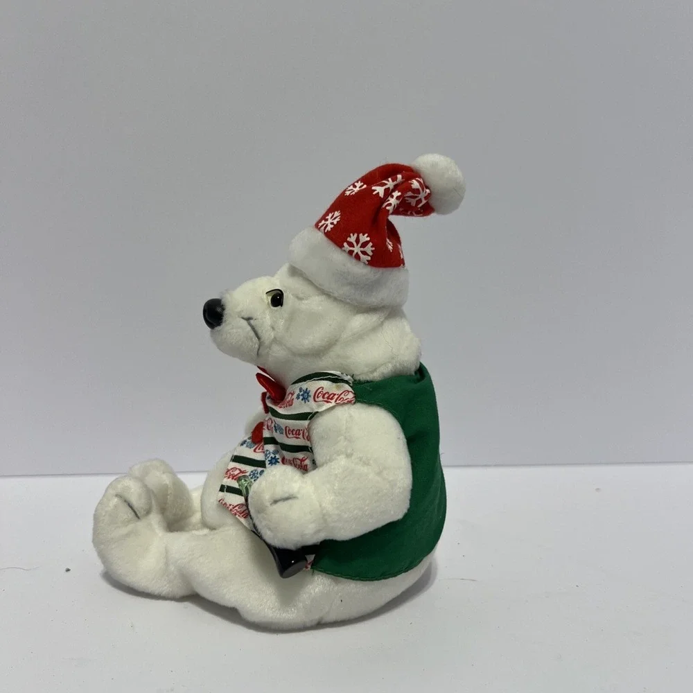 Coca Cola Bean Bag Plush Coke Polar Snow Bear 1999 Striped Vest Bowtie Christmas